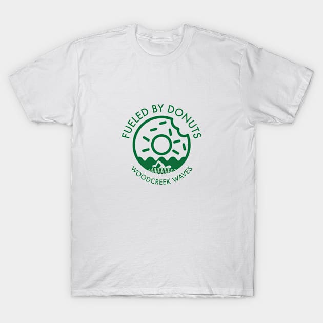 Fueled by Donuts (Freestyle swimmer) T-Shirt by Woodcreek Waves